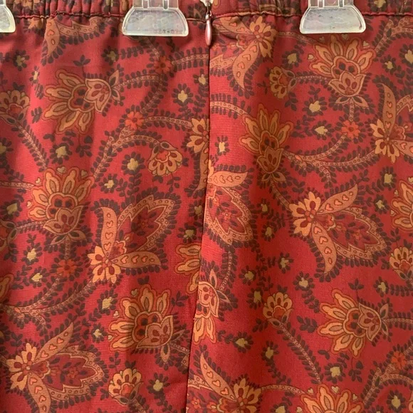 Compagnie Internationale Express Skirt-Rust Brown Paisley Pattern-Lined-7/8 - Picture 4 of 6